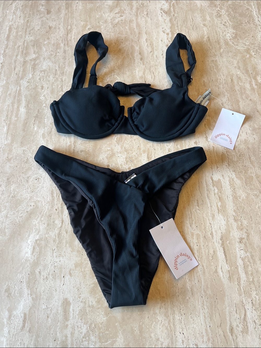 Dippin' Daisy's Black Ribbed Underwire Bikini